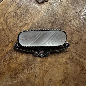 Banana Bob Silver Vintage Brooch with Stones EUC